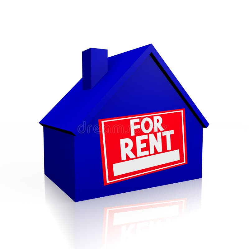 3D house for rent signs... stock illustration. Illustration of rental