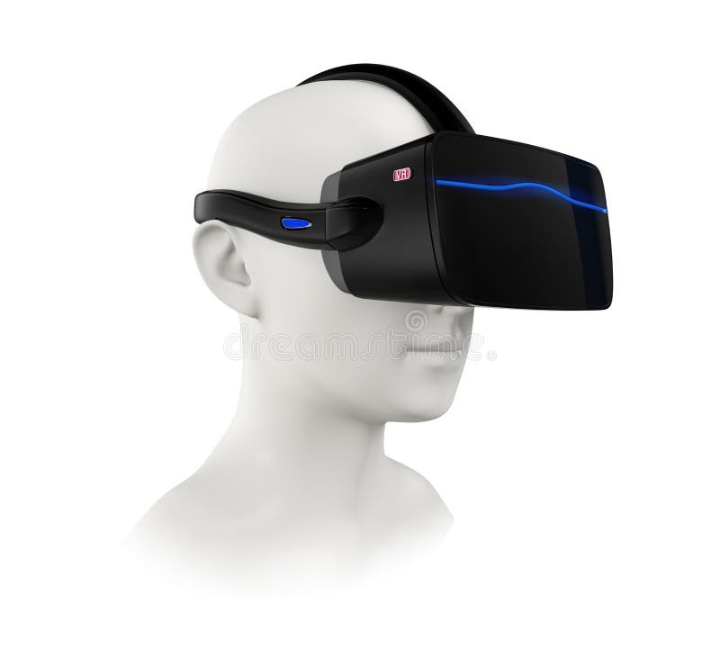 White VR Headset Isolated on Gray Background. Stock Photo Image of