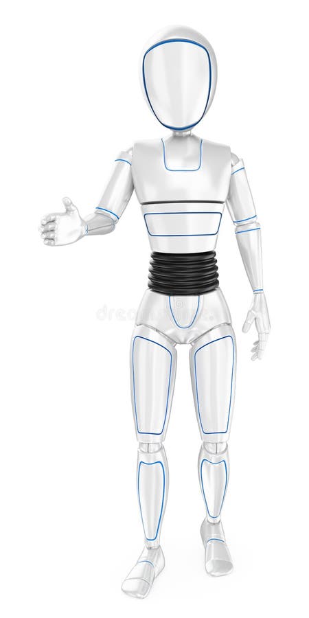 3D Humanoid robota powitalna ofiara ręka royalty ilustracja
