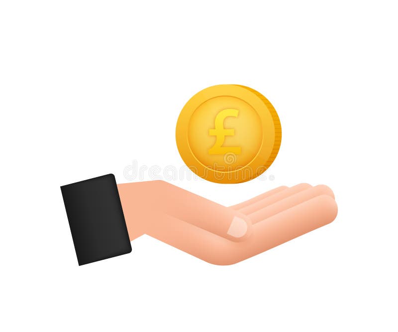 Trojrozmerný ikona zlato ruka líra mince dizajn.