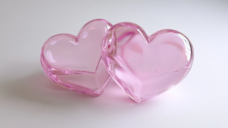 3d icon of hearts, transparent and frosted glass texture, high glossy, pastel color of pink royalty free illustration
