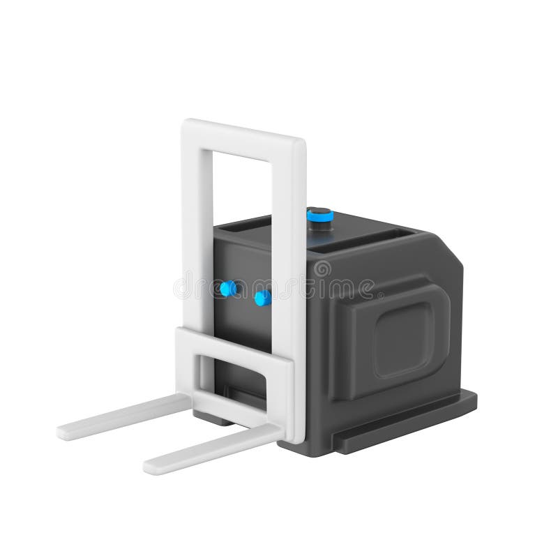 3D icon illustration of an autonomous forklift designed for intelligent warehouse operations stock illustration