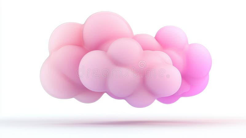 3d ikon med ett rosa fluffmoln som flyter på en vit bakgrund och skapar en drömmande och surrealistisk atmosfär arkivfoto