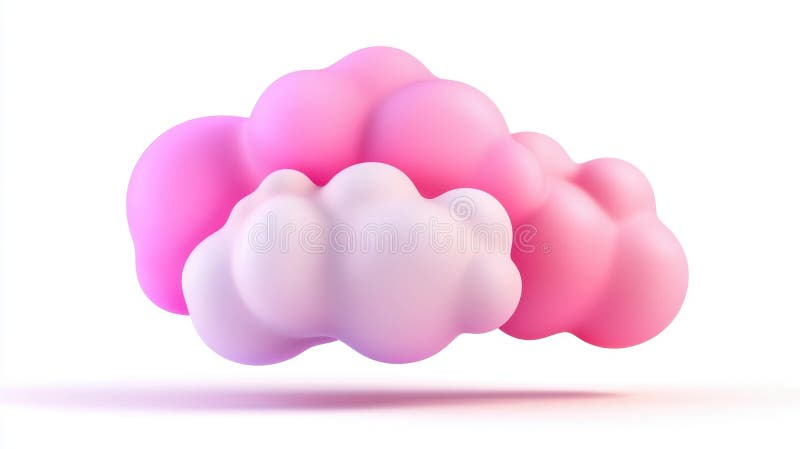 3d ikon med ett rosa fluffmoln som flyter på en vit bakgrund och skapar en drömmande och surrealistisk atmosfär royaltyfri fotografi