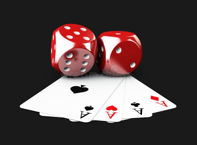 3d Illustartion of casino dices and play card, isolated white. 3d Illustartion of casino dices and play card, isolated white