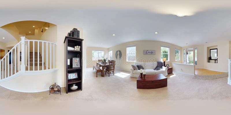 3d illustratie sferische 360 graden, een naadloos panorama van huisbinnenland royalty-vrije stock foto 3d illustratie sferische 360 graden, een naadloos panorama van huisbinnenland royalty-vrije stock foto