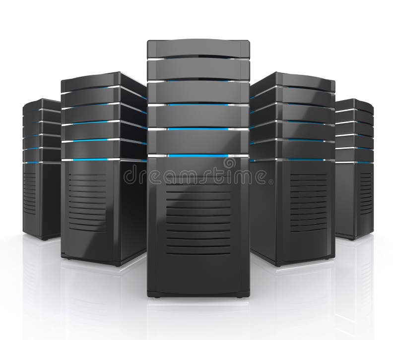 3D illustratie van de servers van het netwerkwerkstation stock illustratie 3D illustratie van de servers van het netwerkwerkstation stock illustratie