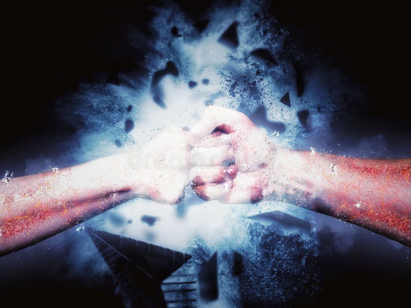 3d illustratie van eerste tot eerste botsing royalty-vrije illustratie