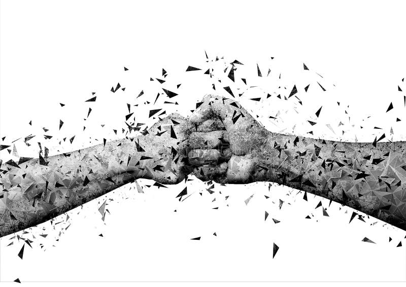 3d illustratie van eerste tot eerste botsing stock illustratie