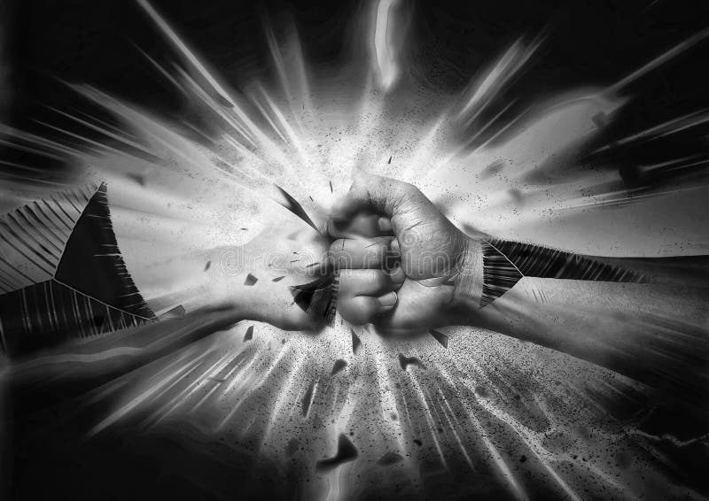 3d illustratie van eerste tot eerste botsing royalty-vrije illustratie