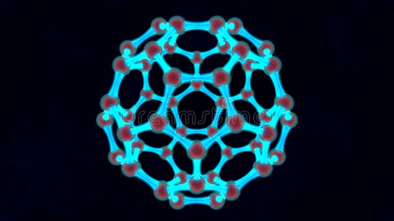 3D illustration of glowing blue ball, molecular structure, luminous graphene, carbon molecule, three-dimensional grid. The idea of nanotechnology development. 3D rendering, dark background. 3D illustration of glowing blue ball, molecular structure, luminous graphene, carbon molecule, three-dimensional grid. The idea of nanotechnology development. 3D rendering, dark background