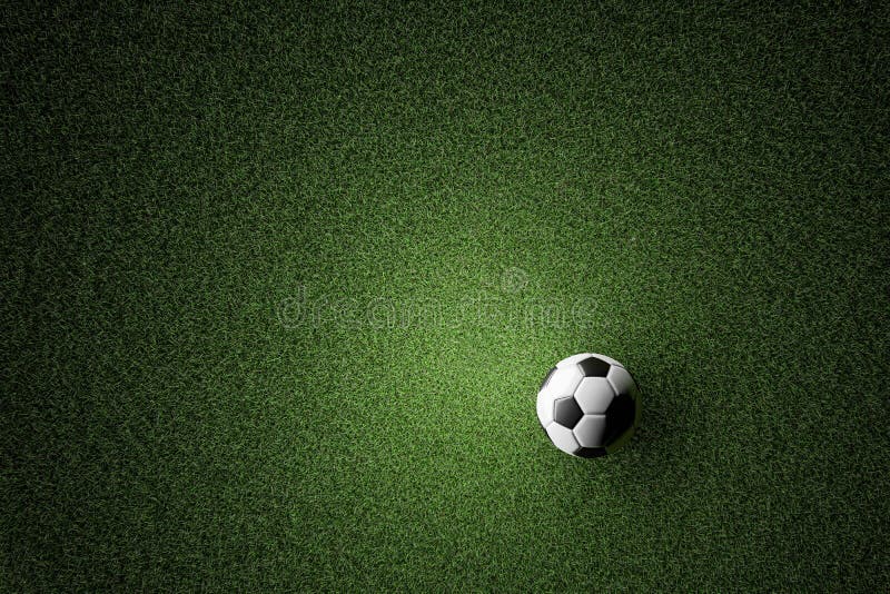 3D illustration of above view of green grass with Football of a play ground or field. Pattern and Textured concept. stock illustration 3D illustration of above view of green grass with Football of a play ground or field. Pattern and Textured concept. stock illustration