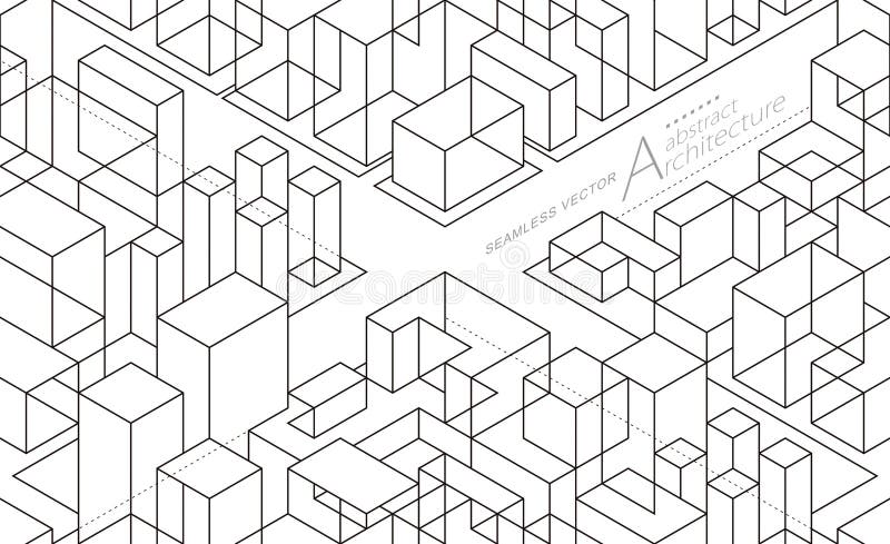 3D Illustration Abstract Architecture Building Seamless Design Line