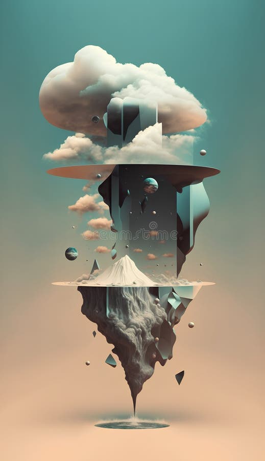 3d illustration of an abstract cloud in the sky. 3d rendering stock illustration