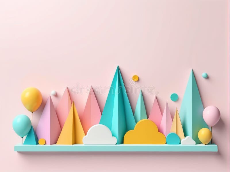 3d illustration , abstract geometric background podium for product display. with shapes pastel color minimal summer vector illustration