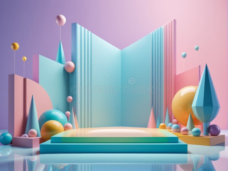3d illustration abstract geometric scene. background royalty free illustration