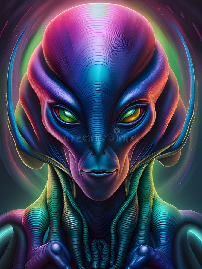 3d illustration with alien head stock illustration