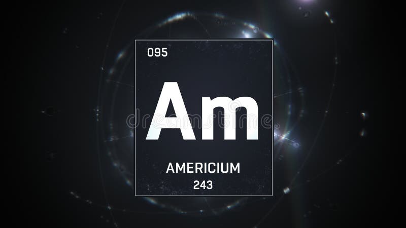 Americium as Element 95 of the Periodic Table 3D illustration on silver background vector illustration
