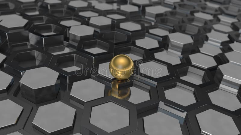 3D illustration of a background of the plurality of platinum metal and gold ball, a sphere. The idea of business, wealth and prosp