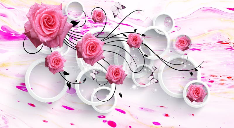 Mê hoặc trái tim bạn bằng những bông hồng màu hồng tươi sáng trên nền 3D đầy sống động, hãy ngắm nhìn và cảm nhận sự tình tứ và ngọt ngào của nó.