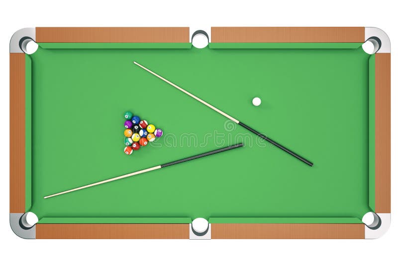 Pool table top view. Online billiard game green vector background