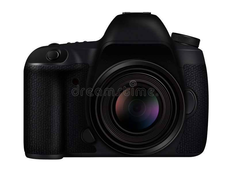 3D illustration Black DSLR camera isolated on white vector illustration