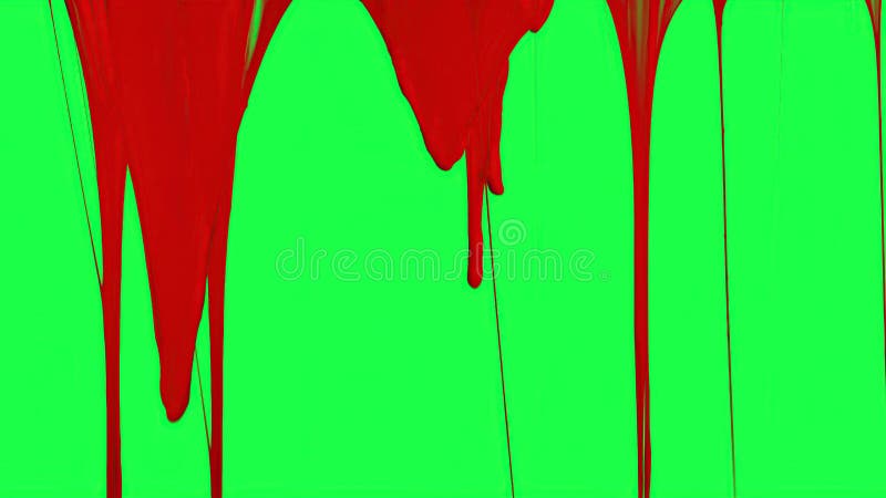 Blood Dripping Down on the Green Screen Stock Illustration