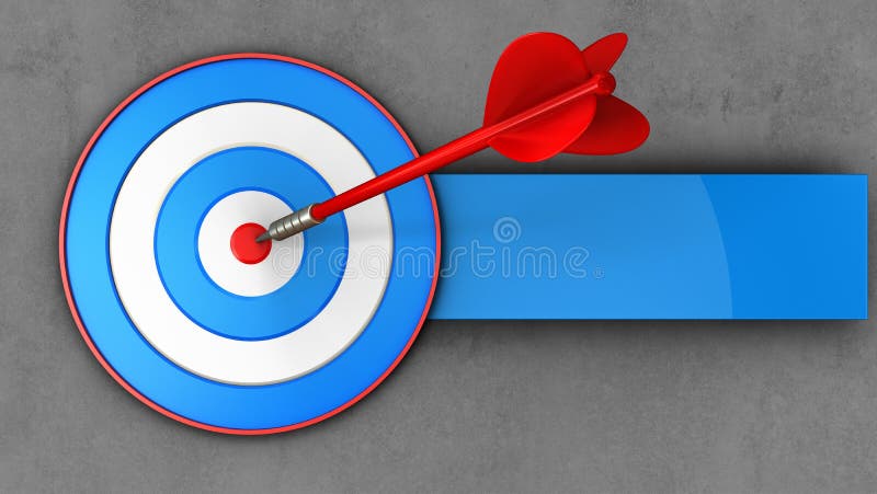 3d blue target with red dart vector illustration