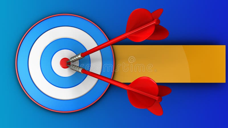 3d blue target with two darts vector illustration