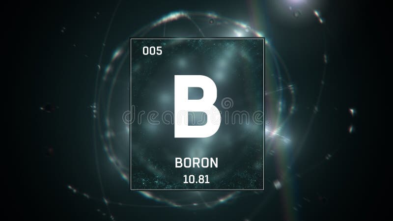 Boron As Element 5 of the Periodic Table 3D Animation on Red Background