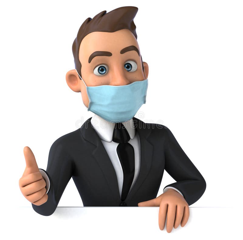 3D Illustration of a Cartoon Character with a Mask Stock Illustration Illustration of suit