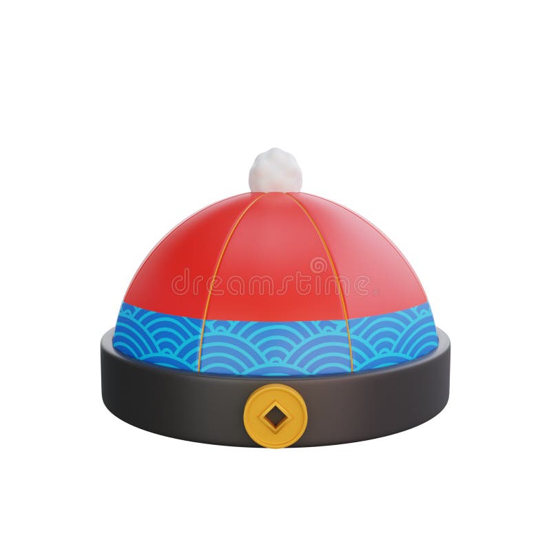 3D illustration of Chinese Hat icon, perfect for a Chinese New Year theme. 3D illustration of Chinese Hat icon, perfect for a Chinese New Year theme