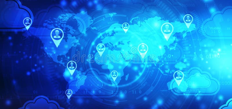 Cloud Computing Concept, Cloud computing network, internet technology concept background vector illustration