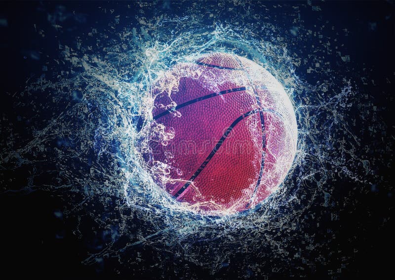 3d Illustration Compositing Water Effect on Basketball Ball Stock ...