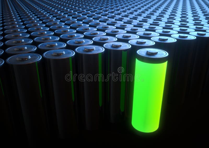 3D illustration, concept image of battery recycling, renewable energy concept. 3D illustration, concept image of battery recycling, renewable energy concept.