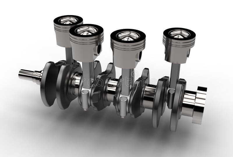 3d Illustration of Crankshaft with Engine Pistons Stock Illustration Illustration of
