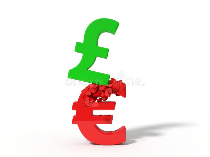 3d Illustration Of Crashing Pound And Euro Currency Signs Stock 3d-illustration-of-crashing-pound-and-euro-currency-signs-stock