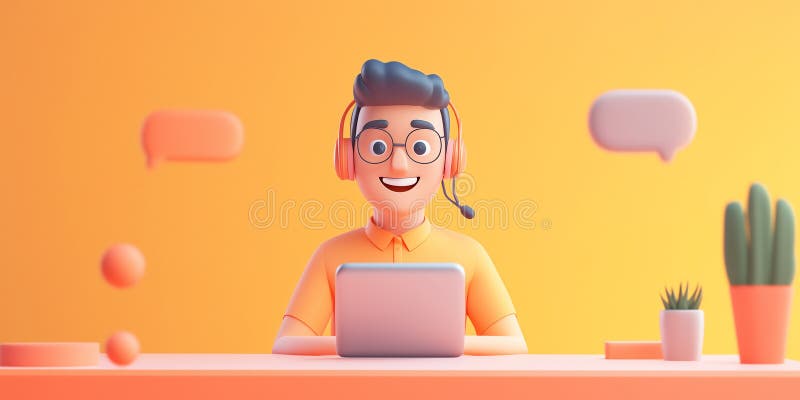 3D Illustration of Customer Service Representative Enhancing Experience via Clear Communication stock illustration