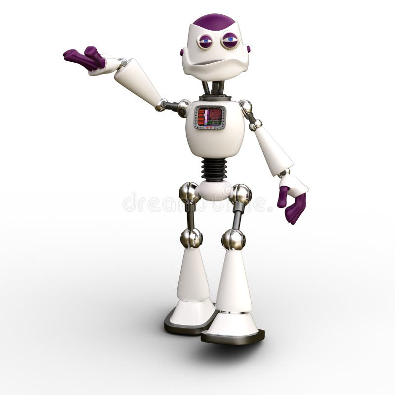 3D-illustration of a cute and funny cartoon robot holding something. isolated rendering object