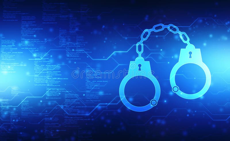 Handcuffs Icon on Digital Background, Cyber Crime Concept Stock  Illustration - Illustration of background, hacking: 179736603