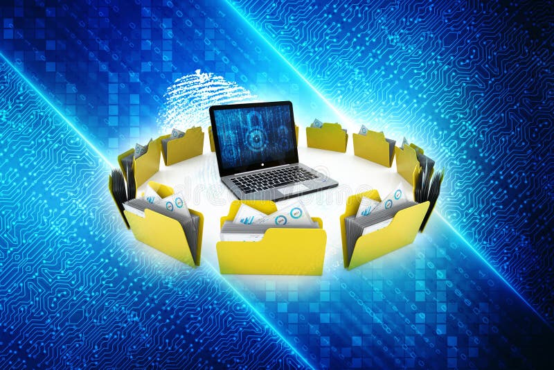 3d illustration of Data sharing concept, Computer Network royalty free illustration