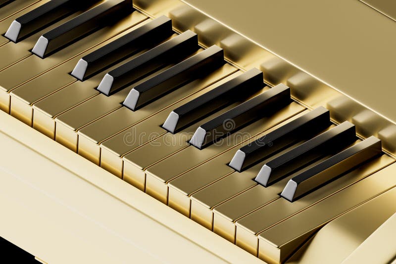 3d illustration digital piano or synthesizer made of gold royalty free illustration