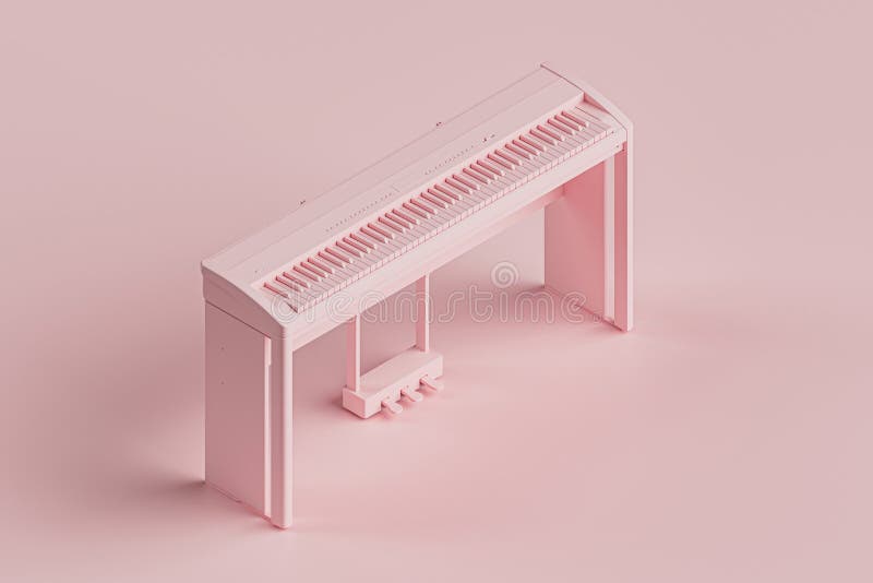3d illustration digital piano or synthesizer made of pink material vector illustration