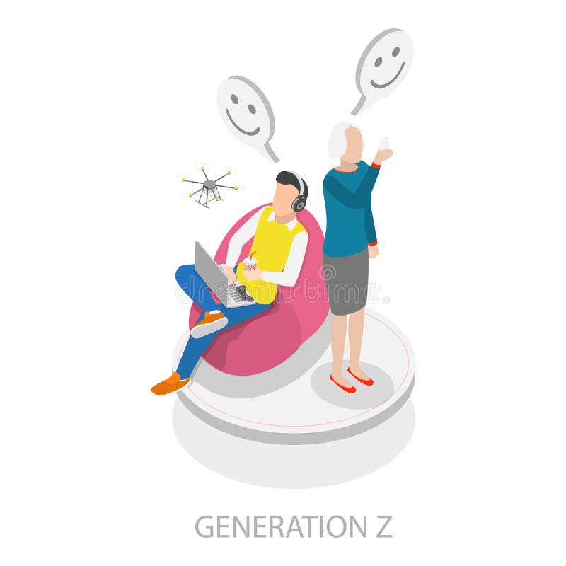 3D Isometric Flat Vector Illustration of Social Generations, Different Age Groups. Item 2. 3D Isometric Flat Vector Illustration of Social Generations, Different Age Groups. Item 2