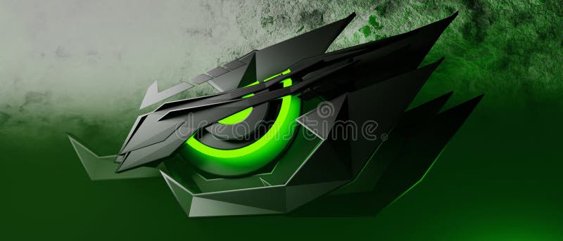 3D-Illustration eines riesigen Roboterauges in technologie-futuristischen Fantasy metaverse cyberpunk scifi abstrakter Hintergrund vektor abbildung