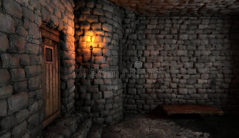 Fantasy medieval dungeon architecture construction 3d illustration royalty free illustration