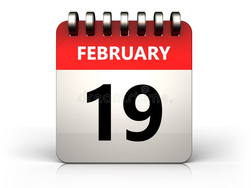 3d 19 february calendar stock illustration. Illustration of floor