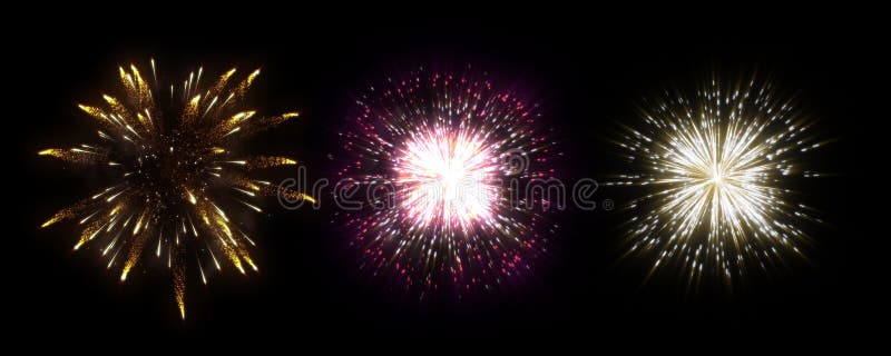 3 fireworks explode background royalty free illustration
