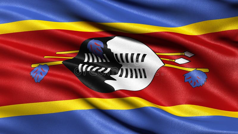 3D illustration of the flag of Eswatini waving in the wind royalty free illustration