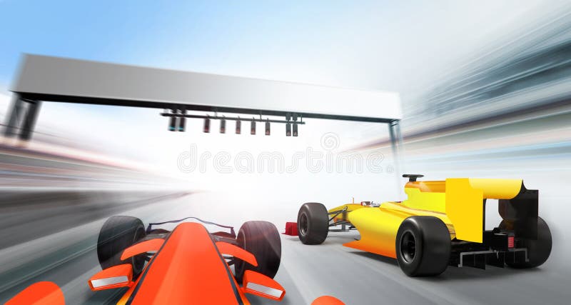 3D illustration of formula one cars